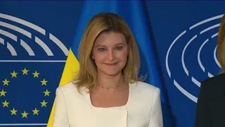 First Lady of Ukraine Olena Zelenska in Strasbourg with Ursula von der Leyen and Roberta Metsola!