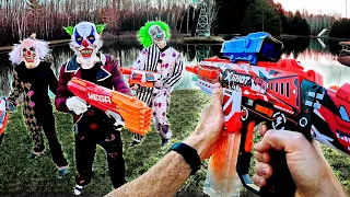 NERF WAR | Killer Clowns try to KIDNAP me! Part 1