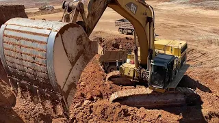 Caterpillar 365C Excavators Loading Mercedes & MAN Trucks
