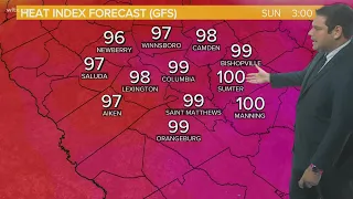 Sunny and humid Sunday weather, heat continues next week