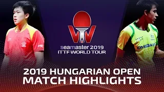 Wang Chuqin vs Hugo Calderano | 2019 ITTF World Tour Hungarian Open Highlights (1/4)