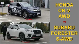 SLIP TEST - Honda CR-V Real Time AWD vs Subaru Forester S-AWD Dual X-Mode - @4x4.tests.on.rollers