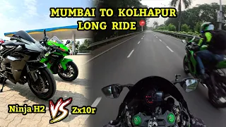 Kawasaki Ninja H2 Or Zx10r Me Lagi Race 🥵| Mumbai To Kolhapur |SAGARMORE VLOGS