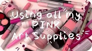 Using EVERY Single PINK art Supply I Own 💖🎨