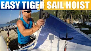 Hobie Tiger FX1 20 formula Fox sail hoisting made easier how to tutorial