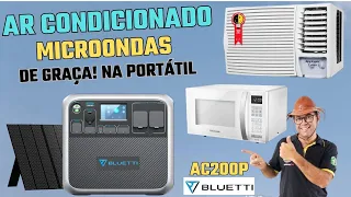 ☀️Estação Energia Solar Portátil que dá pra usar AR CONDICIONADO e Micro-ondas AC200P Bluetti