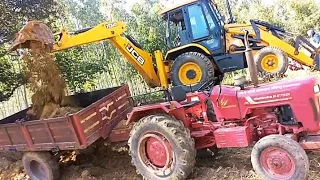 Mahindra B 275 di JCB 3dx backhoe Loader machine loading mud in tractor | 14-01-2023