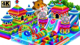 DIY - How to Build Mini PlayGround With Bubble Water Slide And Hamster Maze From Magnetic Balls