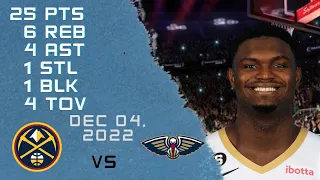 Zion Williamson All possessions 04-12-2022 PELICANS vs NUGGETS NBA REGULAR SEASON