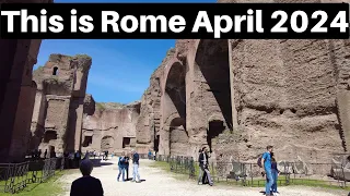 Rome Italy, This is Rome April 2024. Rome walking tour. Baths of Caracalla