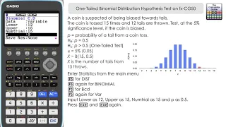 One Tailed Binomial Hypothesis Testing on Casio fx-CG50 Calculator