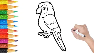 Kolay Kuş Resmi Çizimi Ve Boyama, Sevimli Resim Çizimleri, Boyama Videoları, Kuş Resmi Nasıl Boyanır