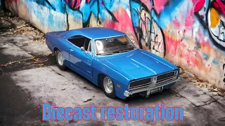1969 dodge charger RT diecast restoration custom candy red paint job