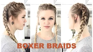 Double Dutch Braid TUTORIAL a la Kim Kardashian - BOXER BRAIDS - DEUTSCH