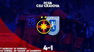 REZUMAT| FCSB - Universitatea Craiova 4-1. Moruțan gol senzațional. Echipa lui Becali, joc fantastic