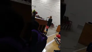 GIRL SINGS titanium IN FRONT OF CLASS