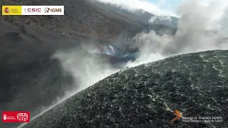 26/10/2021 Depósitos azufre ladera norte del cono. Erupción La Palma IGME