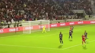 Mo Salah penalty miss for Liverpool vs Lyon.ضرية جزاء محمد صلاح