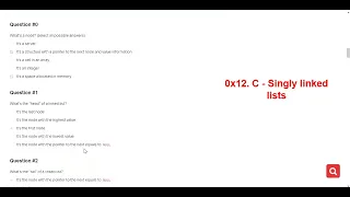 0x12  C   Singly linked lists quiz