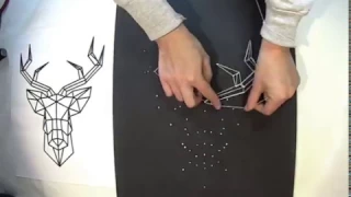 String Art ou art de la ficelle - Tableau cerf minimaliste - Time lapse