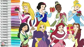 Disney Princess Coloring Book Compilation Rapunzel Mulan Ariel Belle Aurora Tiana Cinderella Snow