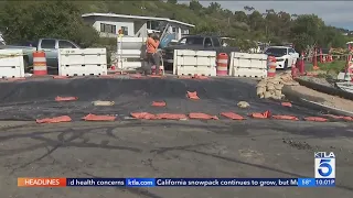 Crews scramble to repair damaged roads in Rancho Palos Verdes ahead of storm