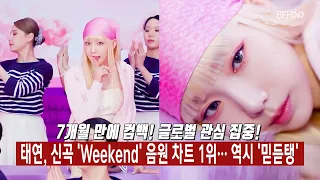 태연(TAEYEON), 신곡 'Weekend' 음원 차트 1위··· 역시 '믿듣탱' [비하인드]