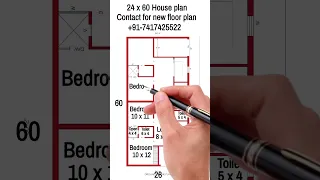 24 x 60 house plan | 4BHK Set | ghar ka naksha | #shorts #shortsvideo #housedesign #home