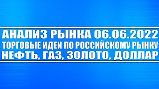 Анализ рынка 06.06.2022 + Торговые идеи по российскому рынку + Нефть, Доллар, Газ, Золото, Серебро