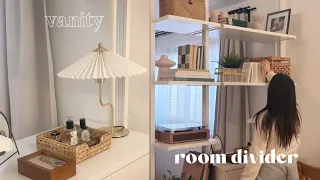 Ikea room divider & vanity | How to style open shelves