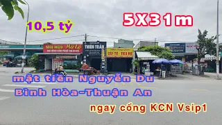 Bán Đất Thuận An (506) Mặt Tiền Nguyễn Du Ngay Cổng Vsip1 Sầm Uất, Hoàng Hải BĐS