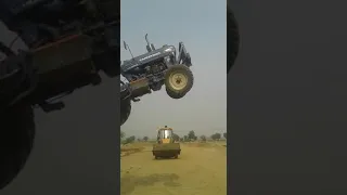Tractor hanging in air