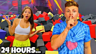 24 HOUR OVERNIGHT IN TRAMPOLINE PARK FOAM PIT WITH MY GIRLFRIEND!