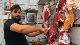Iraqi food making kebabs from lamb % in the streets of Iraq | popular street food