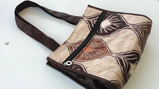 सिर्फ 10 मिनट में बनाये मार्केट जैसा हैंडबैग- DIY zipper handbag cutting and stitching/ shopping bag