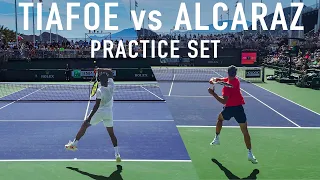 Carlos Alcaraz vs Frances Tiafoe - ENTERTAINING Court-Level Practice Set [Wide angle]