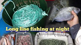 Trot Fishing From The Shore At Night