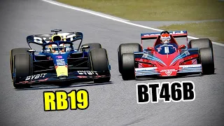 How slow is the most cheating car in F1 history compared to the 2023 Red Bull RB19?