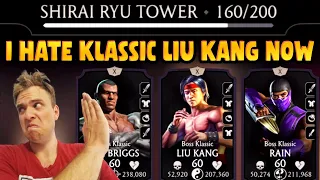 MK Mobile. Fatal Shirai Ryu Tower Battle 160 Made Me HATE Klassic Liu Kang. Random Team Disaster...