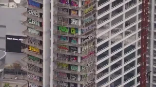 Taggers deface downtown LA high-rises