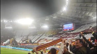 ROMA MILAN Uefa 18/4,GRANDE Roma vince 2-1,dall Olimpico grande Coreografia e brividi durante l INNO