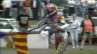1992 MotoGP @ Britain - Schwantz Crashes and Runs Onto Track With Flag