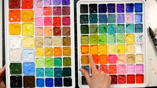 Comparing and Reviewing Miya Himi Jelly Gouache Palettes