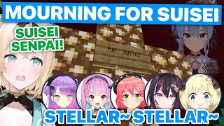 Mourning Suisei's Death In Minecraft (Towa, Aqua, Miko, Azki, Iroha, Watame / Hololive) [Eng Subs]