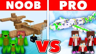 Mikey vs JJ Family - Noob vs Pro: Working Airplane House Build Challenge in Minecraft