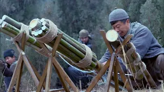 Anti-Japs Movie! Eighth Route's homemade bamboo rocket, mocked, even destroys enemy artillery tower.