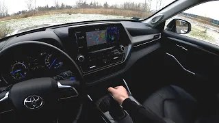 Toyota Highlander Hybrid POV test drive | Safety and Assistance systems | ASMR interior quality 4K