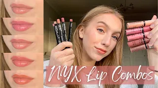 NYX Lip Liner + Butter Gloss Combos 💋 | Affordable Nude/Pink Lip Combinations