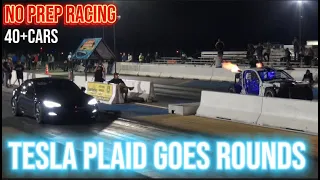 TESLA PLAID DOMINATES NO PREP RACING