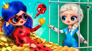 Rich Ladybug and Broke Elsa Are Arrested / 32 LOL OMG DIYs